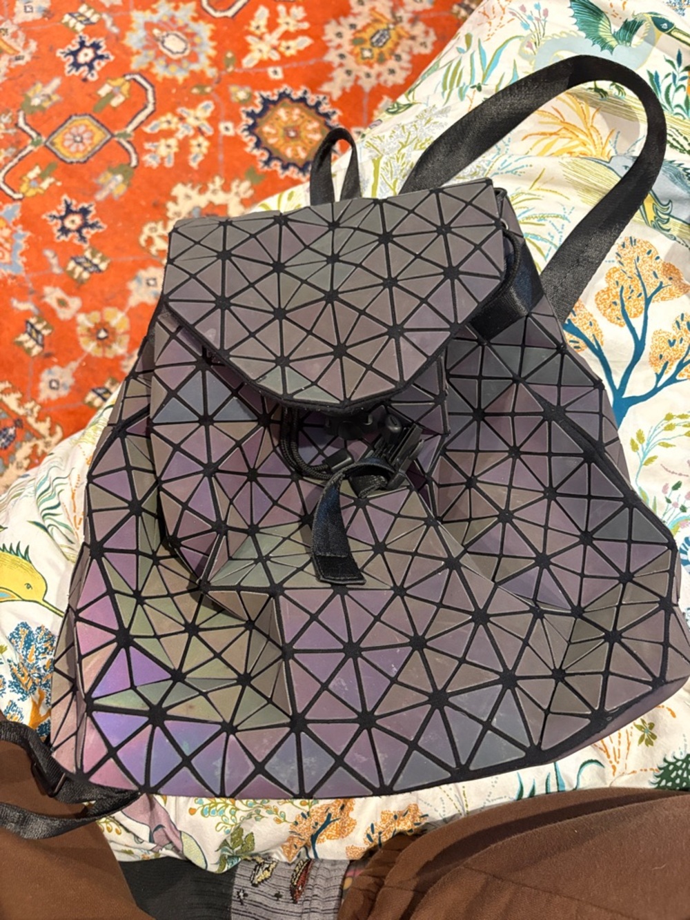 Geometric Iridescent Black Women’s Backpack